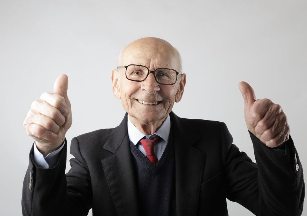 The uniform of an elderly gent